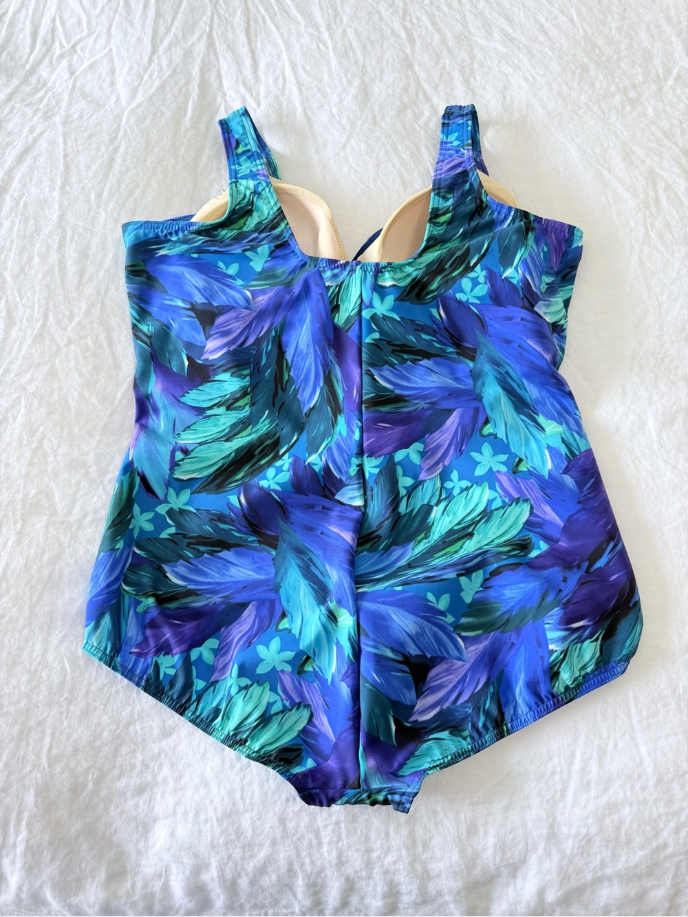 Miraclesuit | SZ 24W | Blue Floral Faux Wrap One Piece Slimming Bathing Suit - Picture 2 of 9